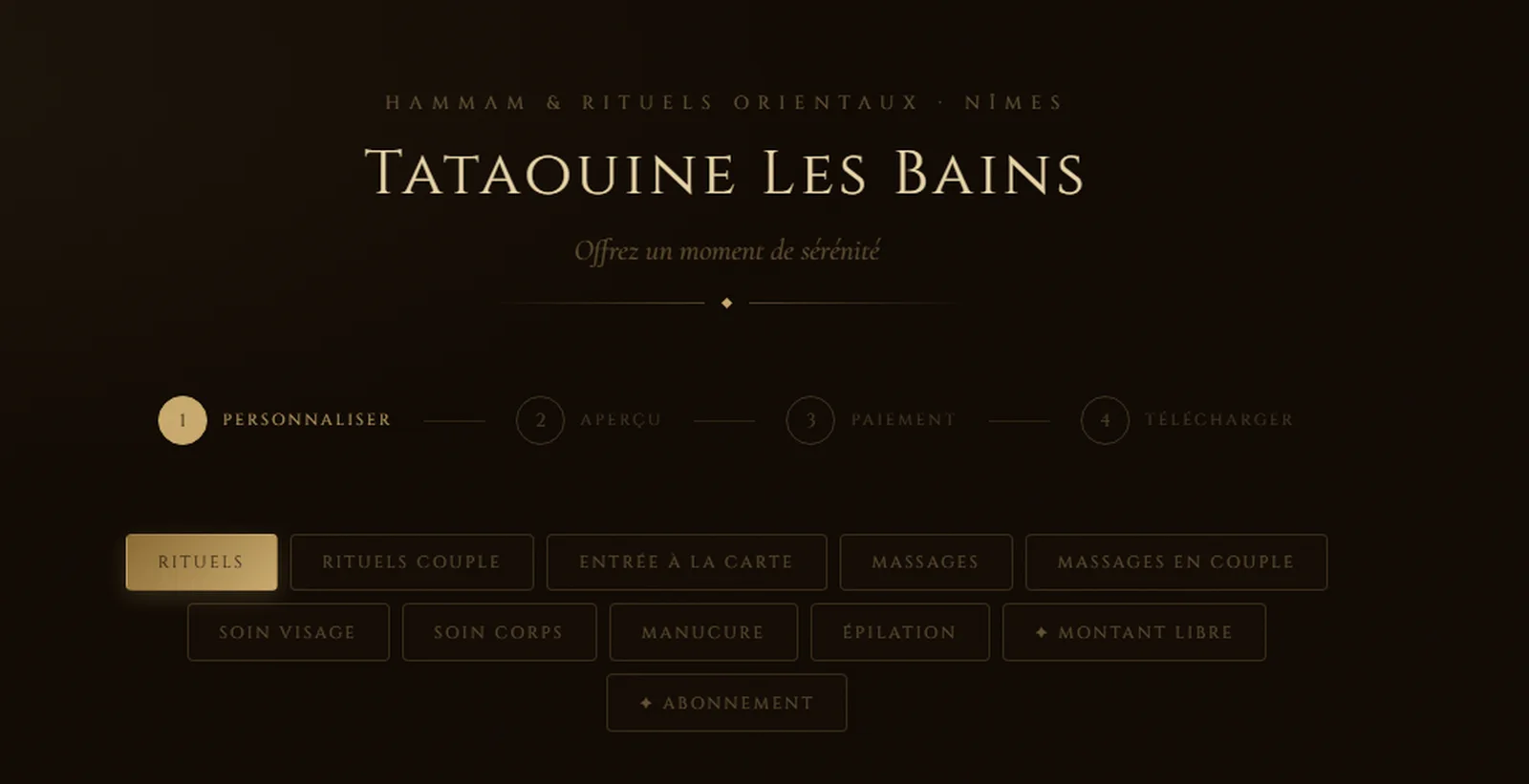 Capture d'écran du module carte cadeau Tataouine Les Bains
